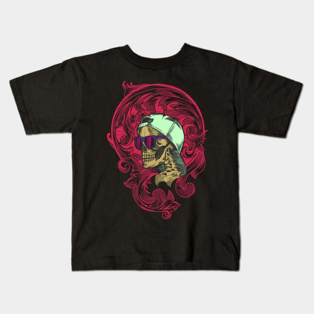 Cool Skull Ornament Kids T-Shirt by pilipsjanuariusDesign